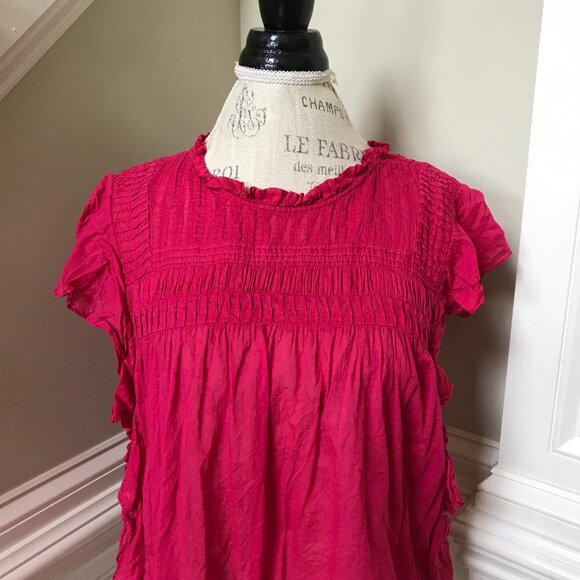 Isabel Marant Layona Top Blouse Shirt Womens 36 US 4 Small Pink Cotton Flutter - Picture 4 of 13